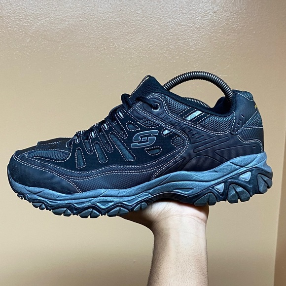 Skechers After Burn Memory Fit Black / Charcoal Size 10 Extra Wide - Picture 3 of 17
